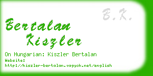 bertalan kiszler business card